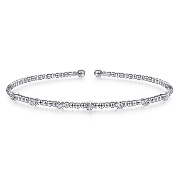 14K WHITE GOLD DIAMOND BANGLE BRACELET - John Thomas Jewelers.