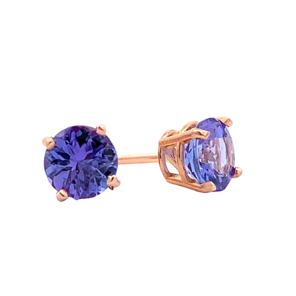 14K ROSE GOLD 5MM ROUND TANZANITE STUD EARRINGS