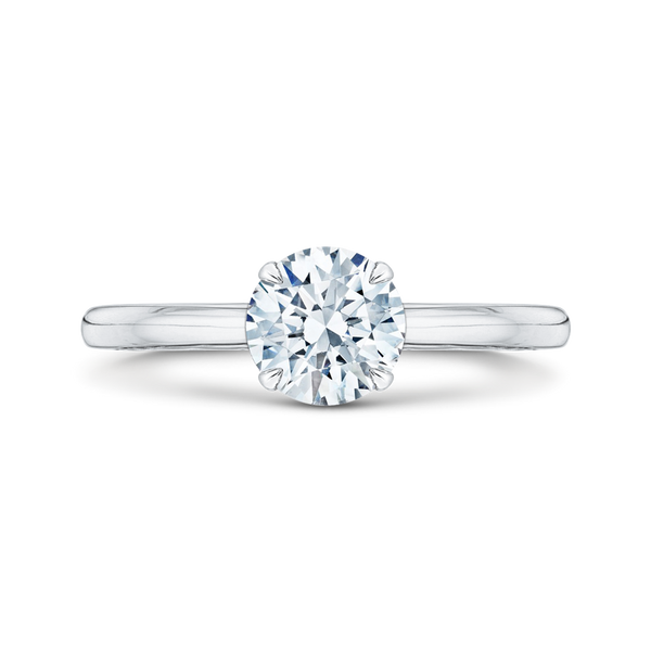 14K White Gold Round Cut Diamond Euro Solitaire Engagement Ring (Semi-Mount) - John Thomas Jewelers.