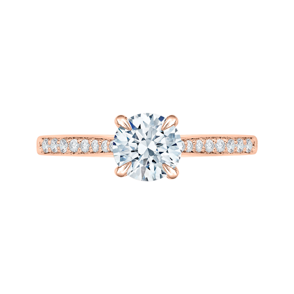 14K Rose Gold Round Cut Diamond Solitaire with Accents Engagement Ring - John Thomas Jewelers.