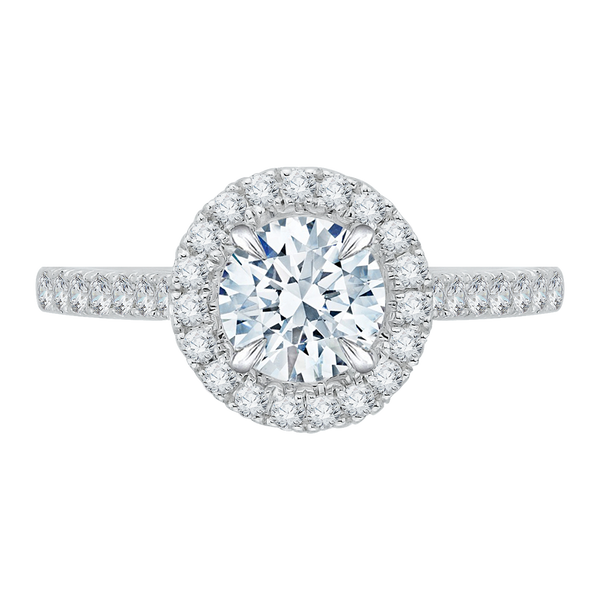 14K TT White/Rose Round Diamond Halo Euro Engagement Ring(Semi-Mount) - John Thomas Jewelers.