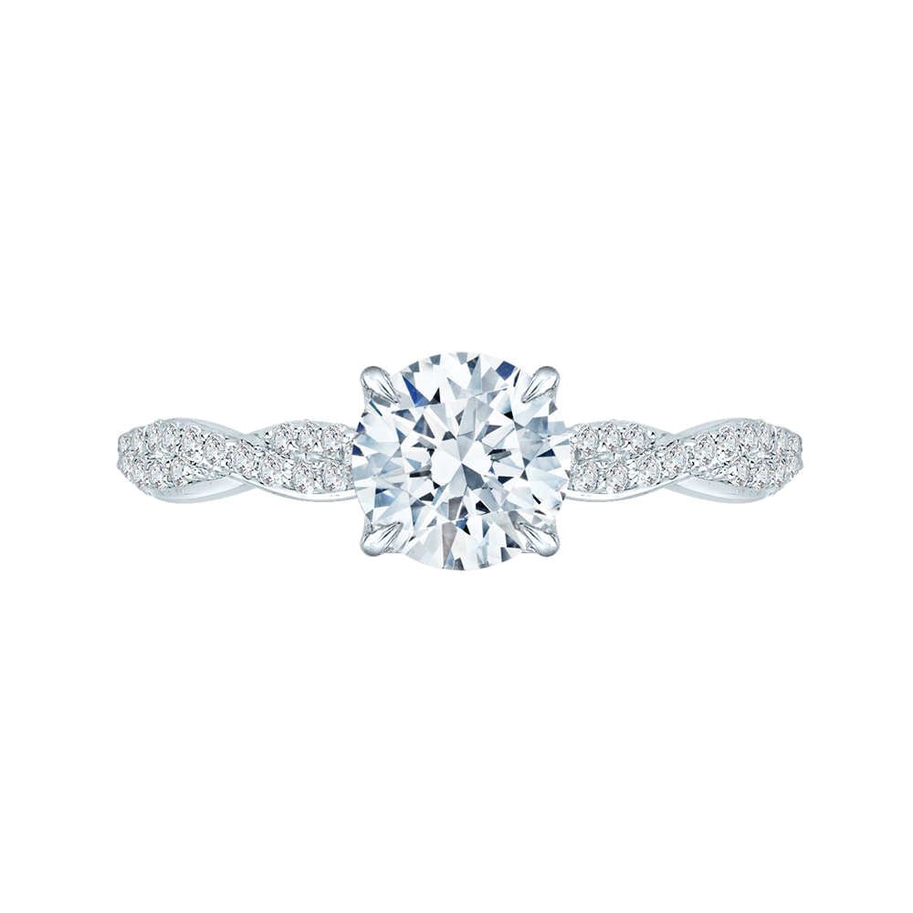 14K White Gold Round Diamond Engagement Ring (Semi-Mount) - John Thomas Jewelers.