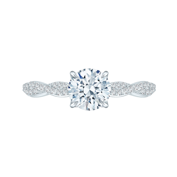 14K White Gold Round Diamond Engagement Ring (Semi-Mount) - John Thomas Jewelers.