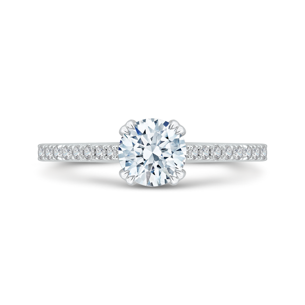 Round Cut Diamond Engagement Ring In 14K Two-Tone Gold (Semi-Mount) - John Thomas Jewelers.