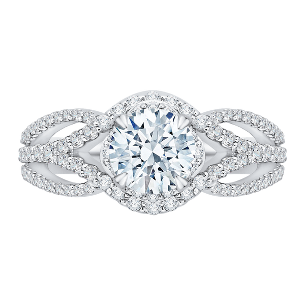 14K White Gold Round Diamond Engagement Ring with Split Shank (Semi-Mount) - John Thomas Jewelers.