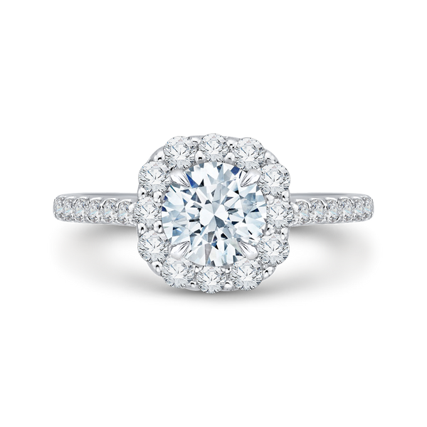 14K White Gold Round Brilliant Diamond Engagement Ring (Semi-Mount)