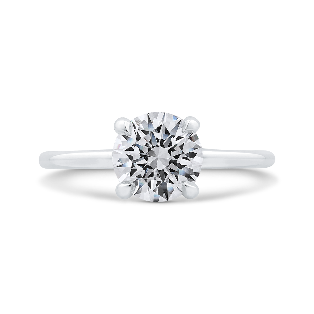 14K White Gold Round Cut Diamond Classic Engagement Ring (Semi-Mount) - John Thomas Jewelers.