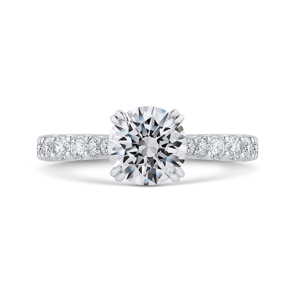 Round Cut Diamond Engagement Ring In 14K White Gold (Semi-Mount) - John Thomas Jewelers.