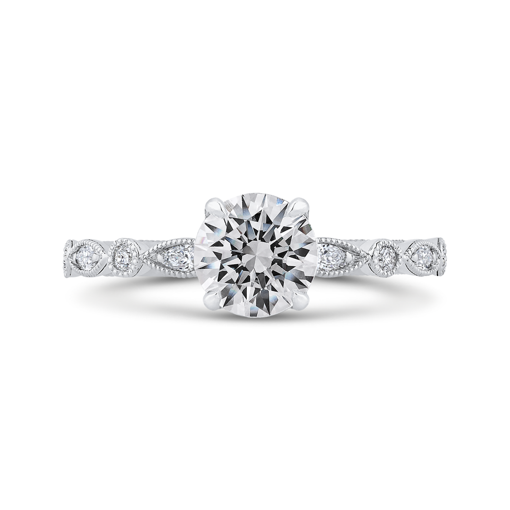 Round Diamond Engagement Ring In 14K White Gold (Semi-Mount)