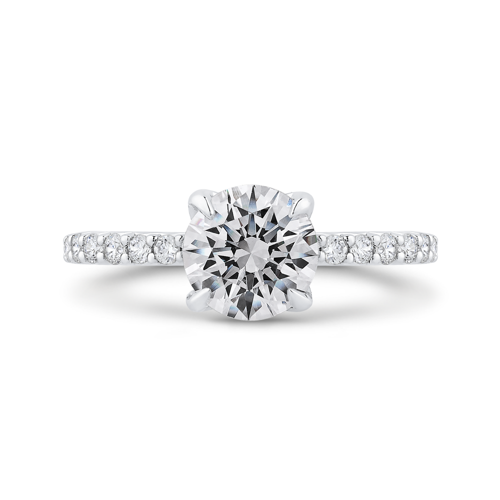 Engagement Ring In 14K White Gold - Round Diamond (Semi-Mount)