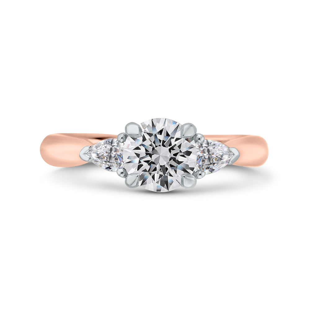 14K Two-Tone Gold Diamond Three-Stone Engagement Ring (Semi-Mount) - John Thomas Jewelers.