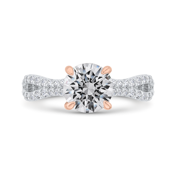 Diamond Engagement Ring with Split Shank In 14K Two-Tone Gold (Semi-Mount) - John Thomas Jewelers.