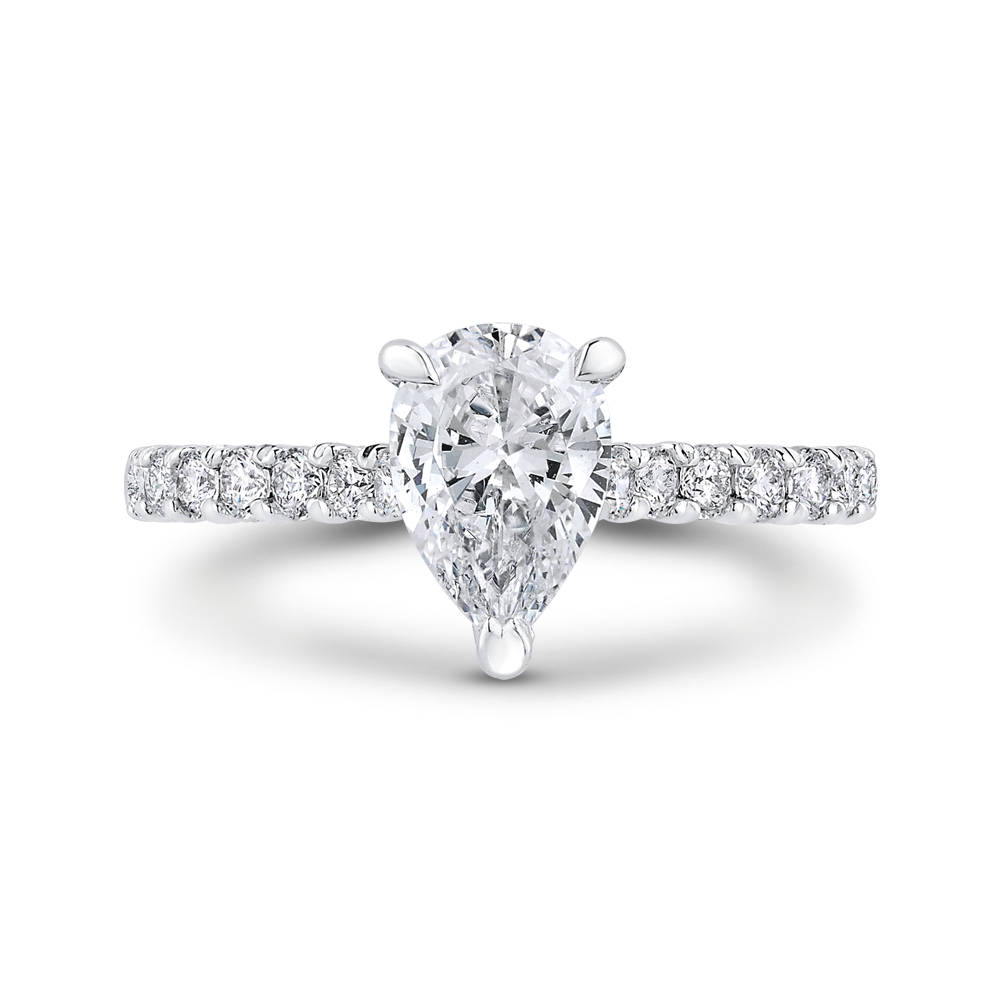 14K White Gold Pear Diamond Engagement Ring (Semi-Mount) - John Thomas Jewelers.