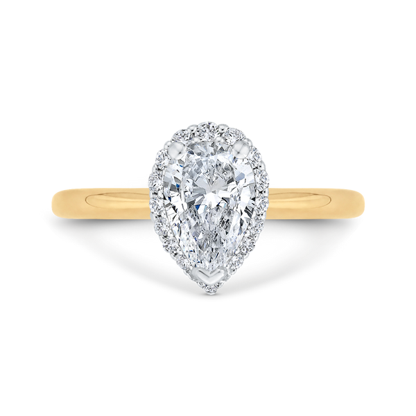14K Two-Tone Gold Pear Diamond Halo Engagement Ring (Semi-Mount) - John Thomas Jewelers.