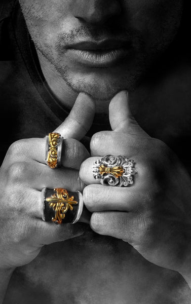 Handcrafted Silver King Baby Mens Rings