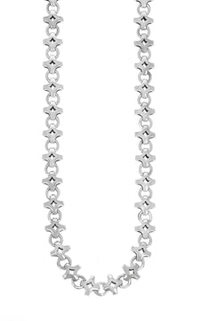 King Baby Sterling Silver Small Diamond Link Necklace 24"