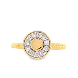 14K Yellow Gold Button Fashion Ring with Diamonds
