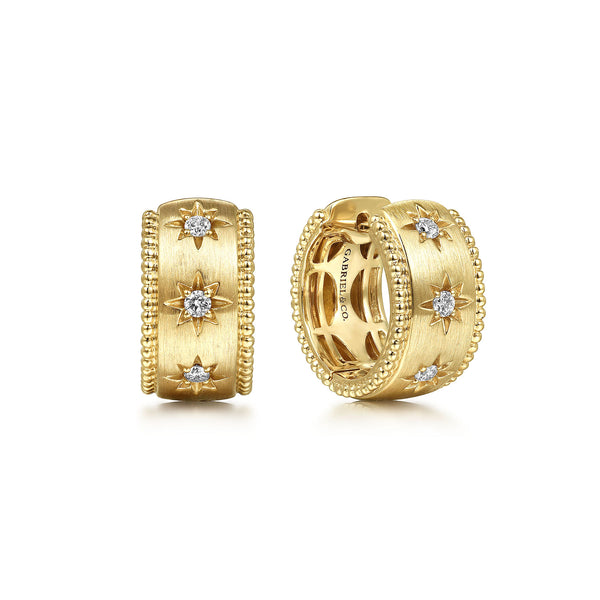 14KY BUJUKAN DIAMOND HUGGIE EARRINGS .15CTW