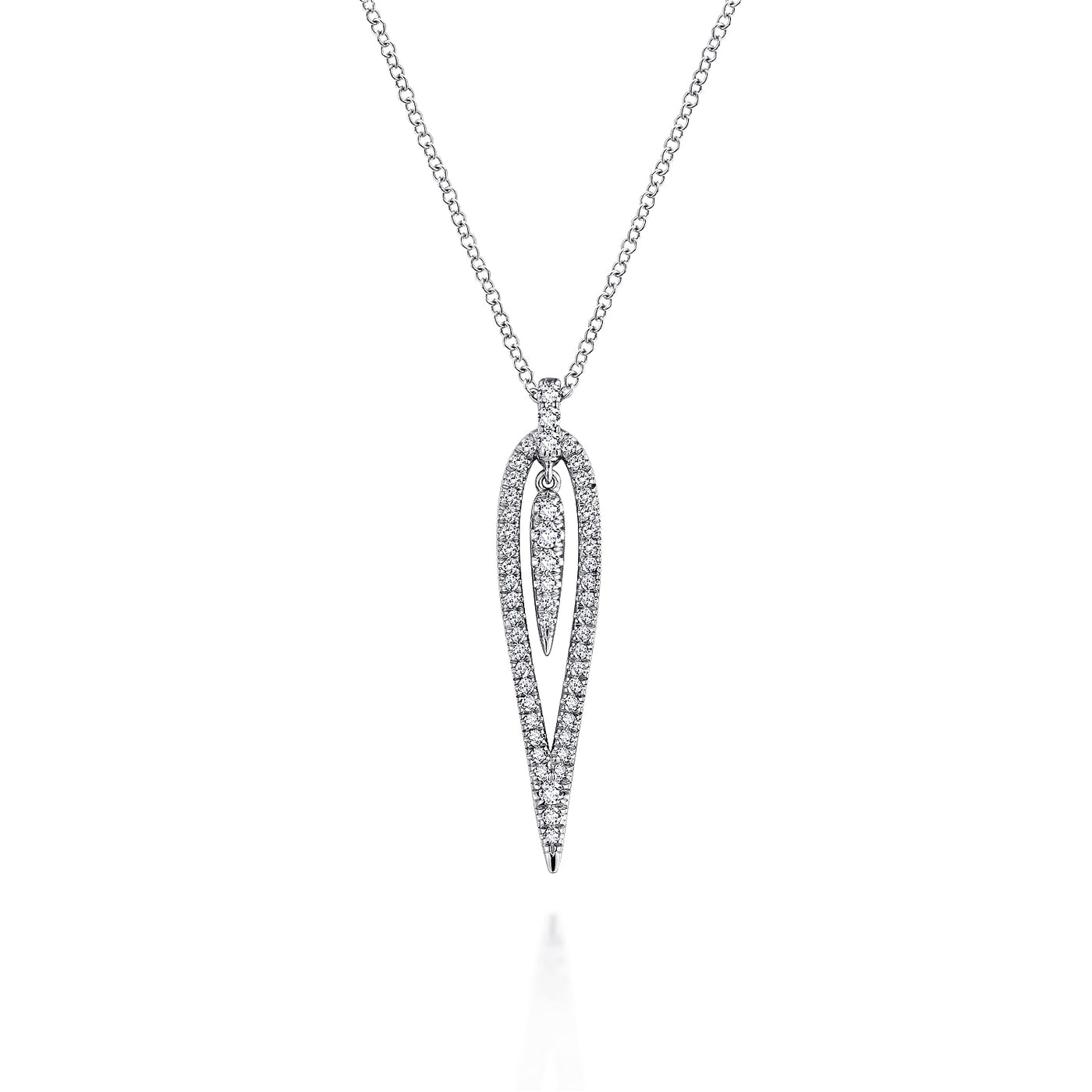 14KW OPEN TEARDROP KASLIQUE PENDANT NECKLACE