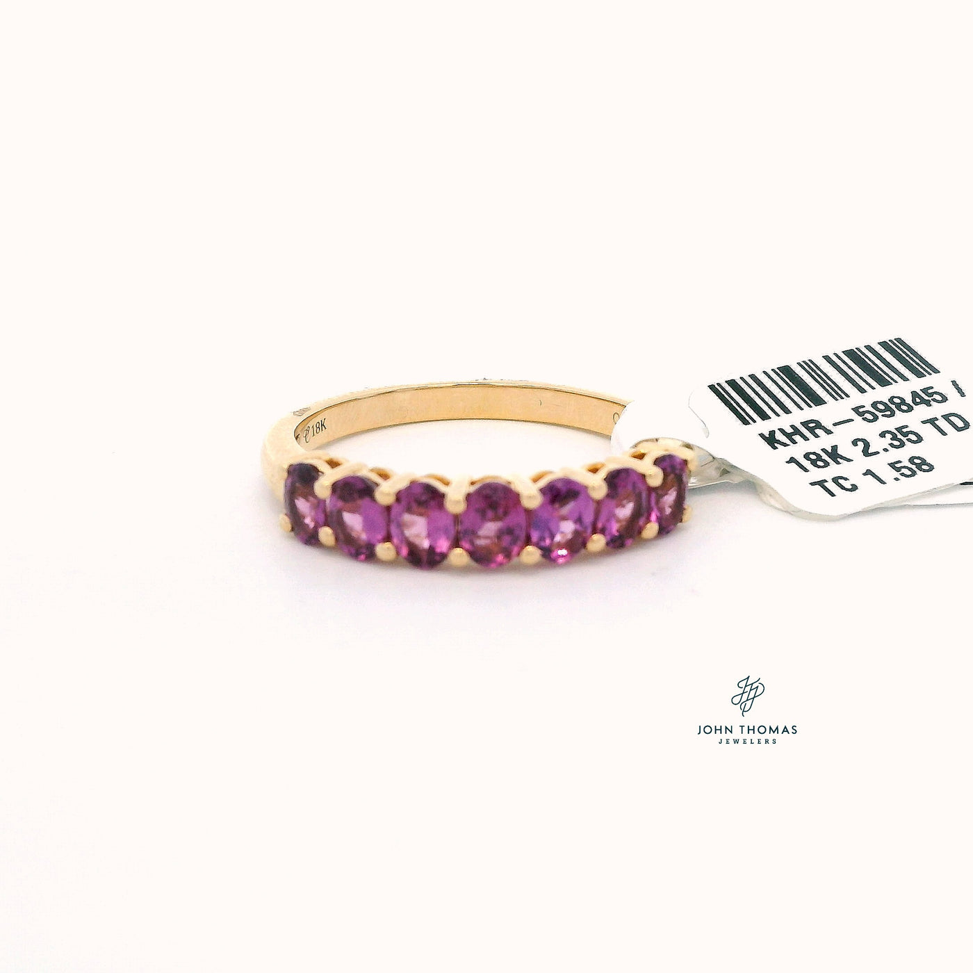 18KY SEVEN STONE BISHOP'S GARNET RING