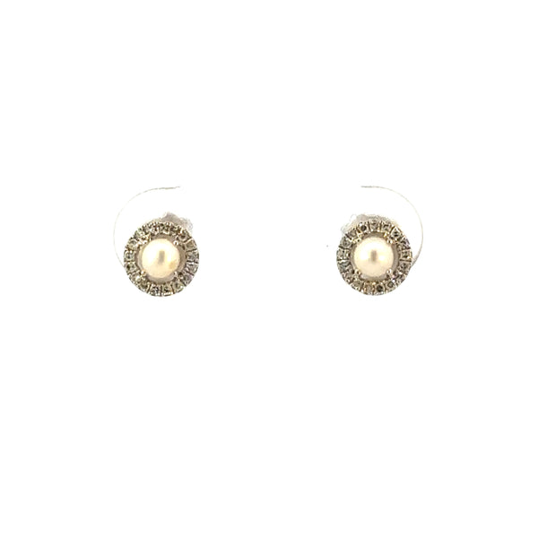 14KW PEARL EARRINGS WITH DIAMOND HALO
