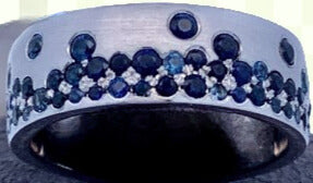 14K WHITE GOLD BLUE SAPPHIRE RAINDROP RING