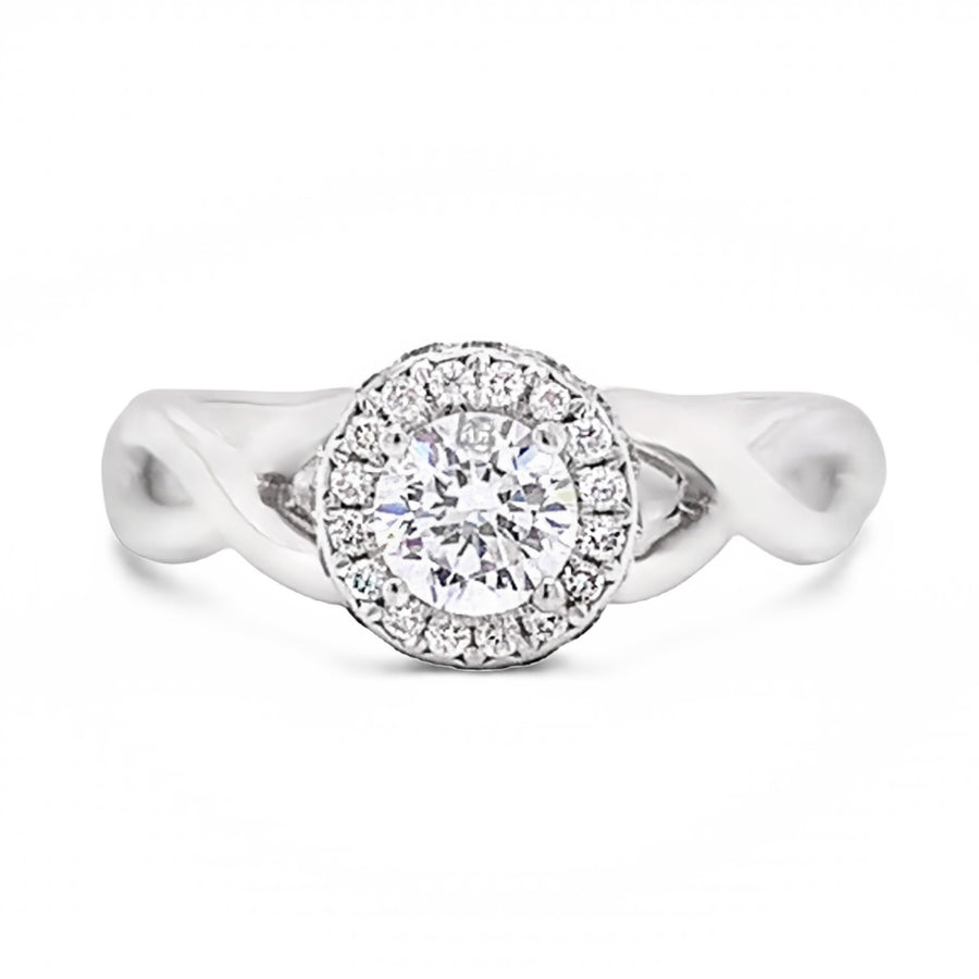 14K W Diammond Infiinty Halo Engagement Ring (Semi Mount)