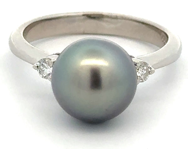 TAHITIAN PEARL AND DIAMOND RING