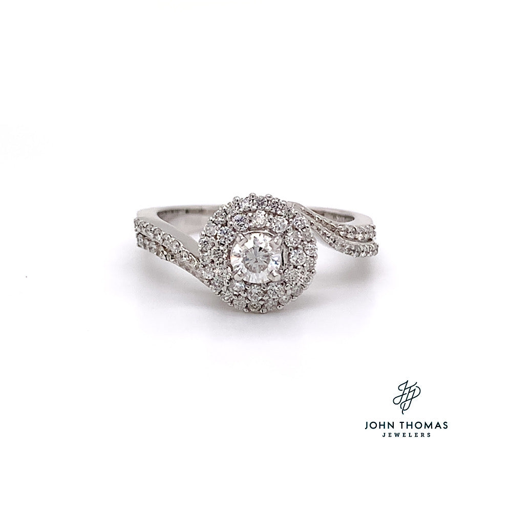 14KW DOUBLE ROW HALO BYPASS DIAMOND ENGAGEMENT RING (.61CTW)