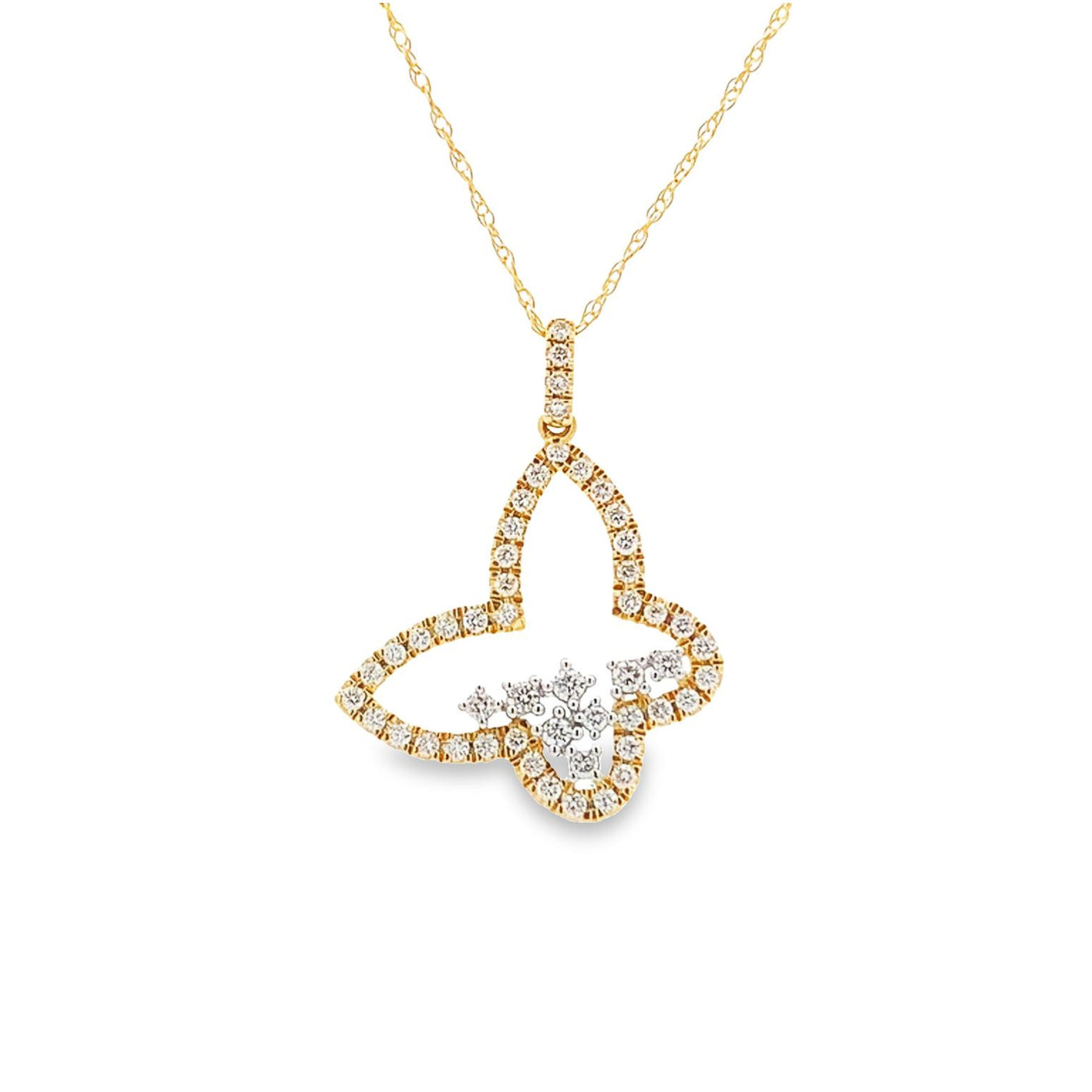 14K YELLOW GOLD OPEN BUTTERFLY NECKLACE