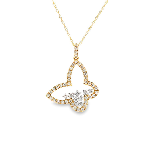 14K YELLOW GOLD OPEN BUTTERFLY NECKLACE
