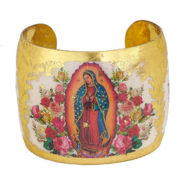 22K Gold Leaf Nuestra de Guadalupe 2" Cuff Bracelet- Evocateur
