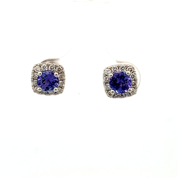 TANZANITE AND .36CTW DIAMOND STUD EARRINGS