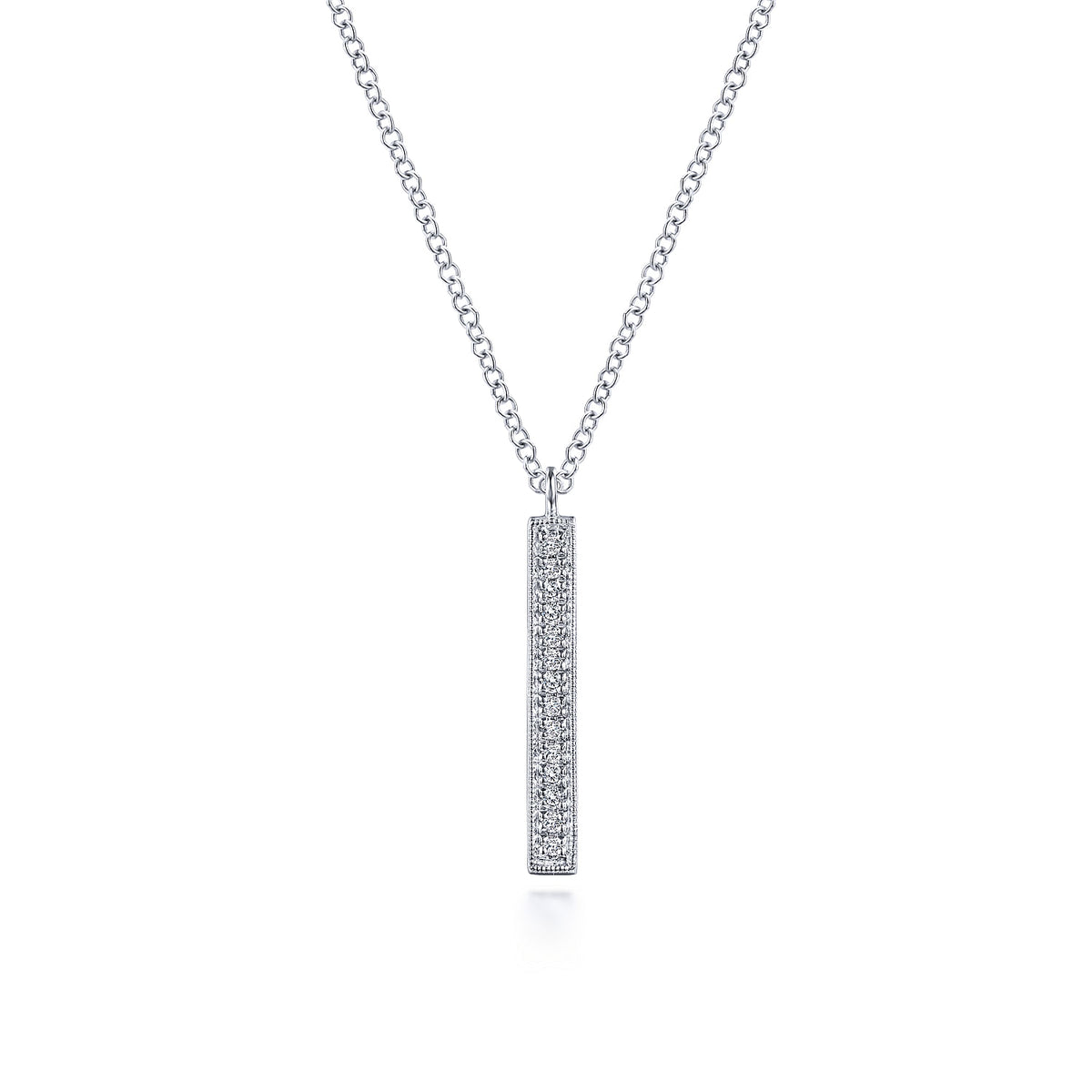 14KW DIAMOND BAR PENDANT NECKLACE. - John Thomas Jewelers.