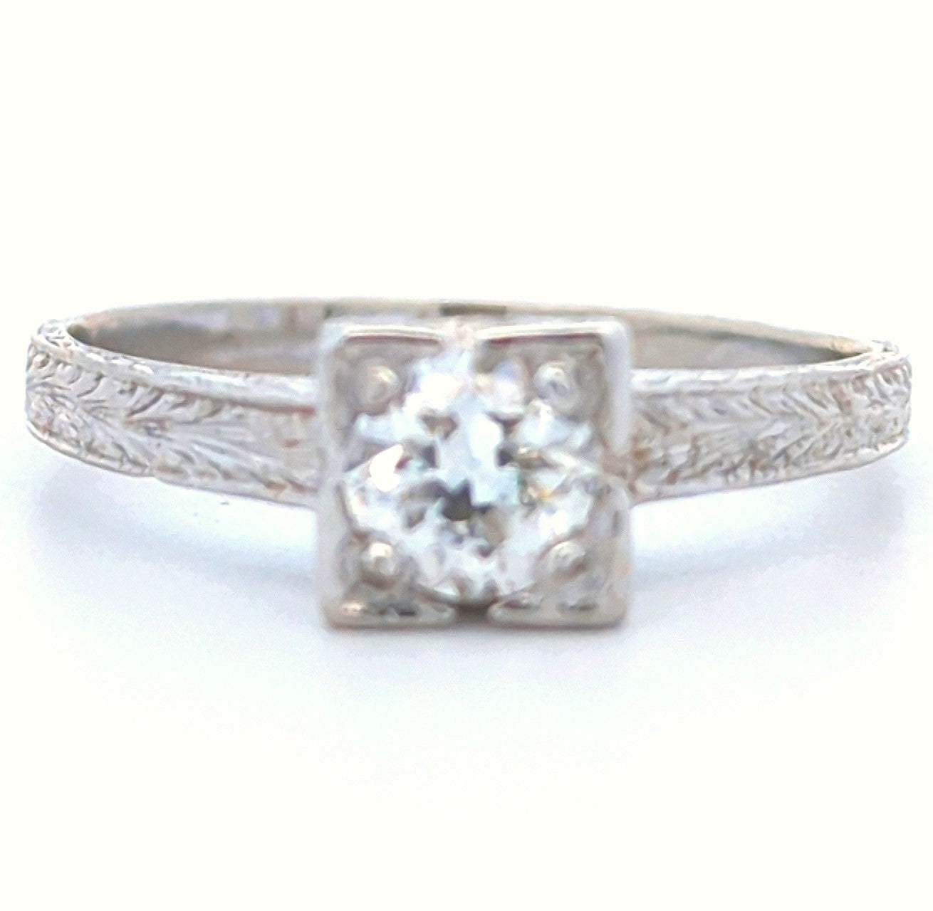 EURO CUT ENGRAVED ESTATE DIAMOND RING