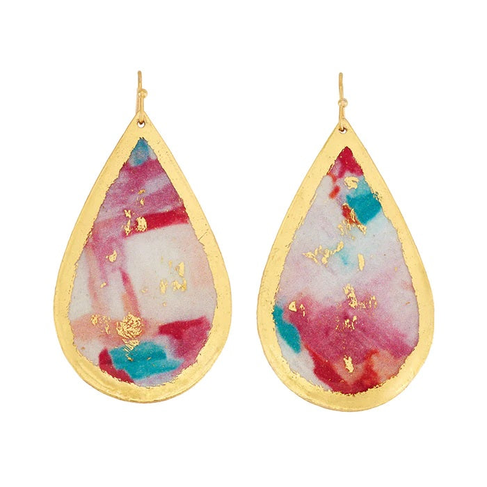 22K Gold Leaf Dangle Bermuda Earrings- Evocateur