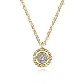 14K Yellow Gold Diamond Float Pave Necklace