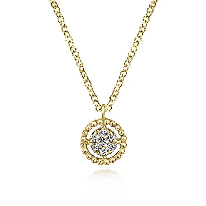 14K Yellow Gold Diamond Float Pave Necklace