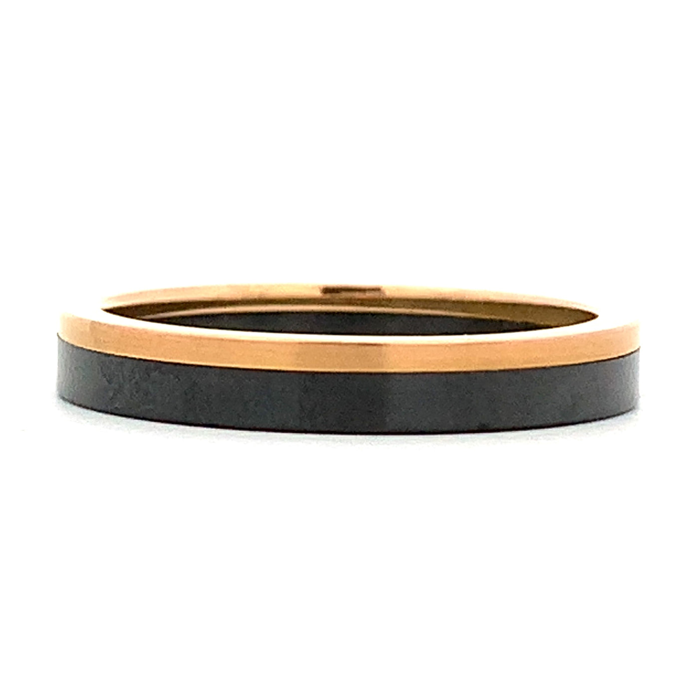 3MM Zirconium and 14K Rose Pipe Cut Ring - Size 7