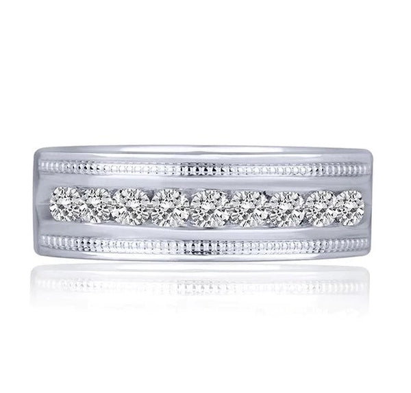 10K WHITE GOLD MENS 9 DIAMOND WEDDING BAND .50CTW