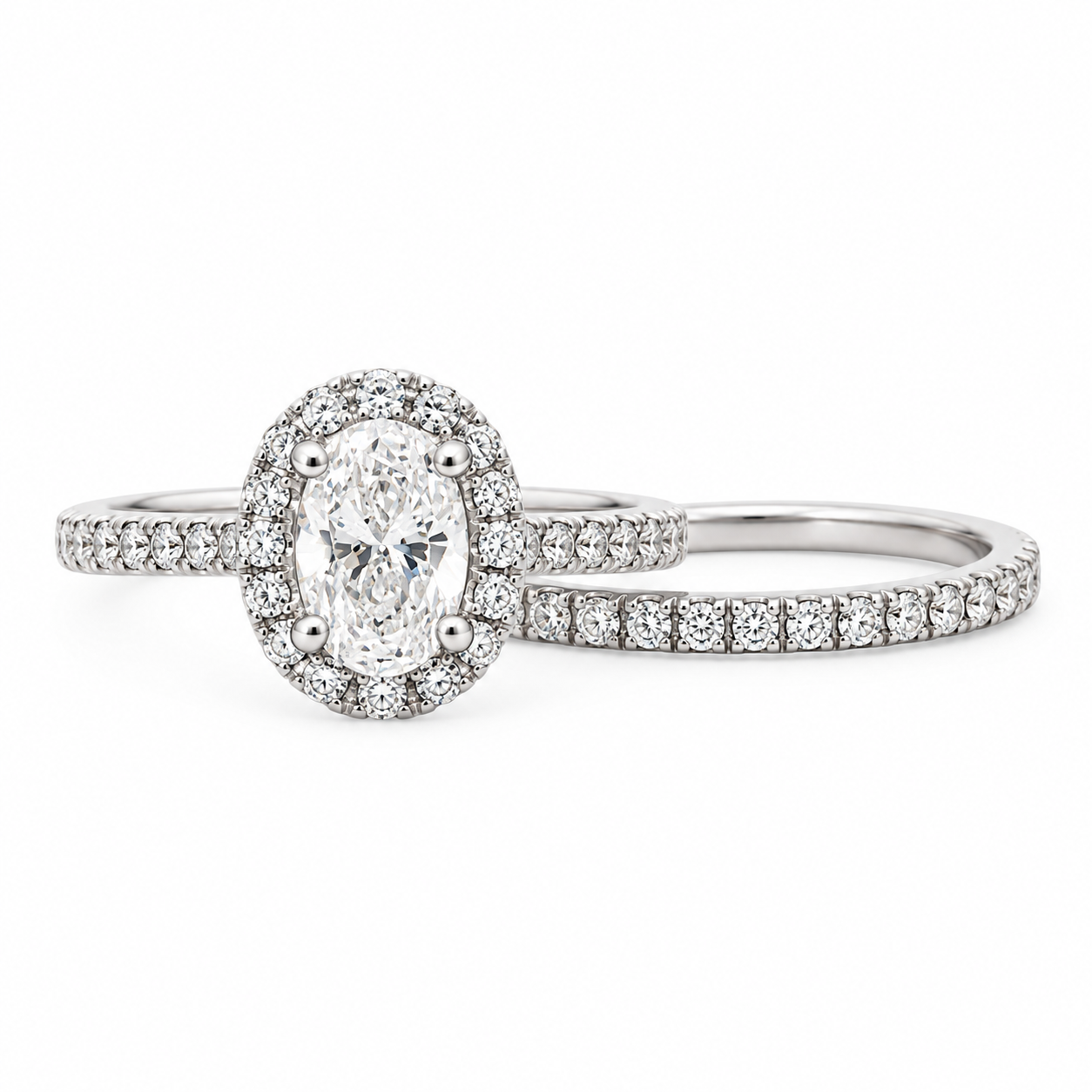 HALO DIAMOND WEDDING SET IN 14K WHITE GOLD