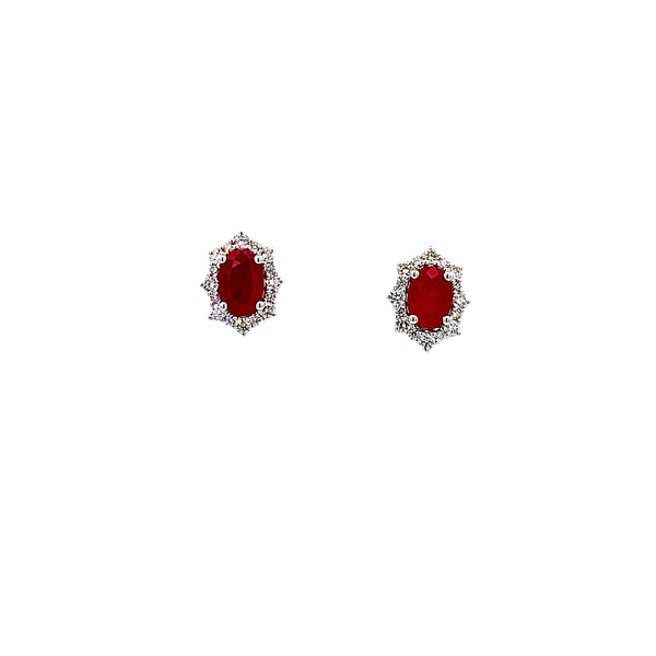 14KW RUBY EARRINGS WITH .10 CTW DIAMONDS