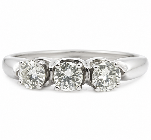 THREE STONE DIAMOND RING IN 14K WHITE GOLD