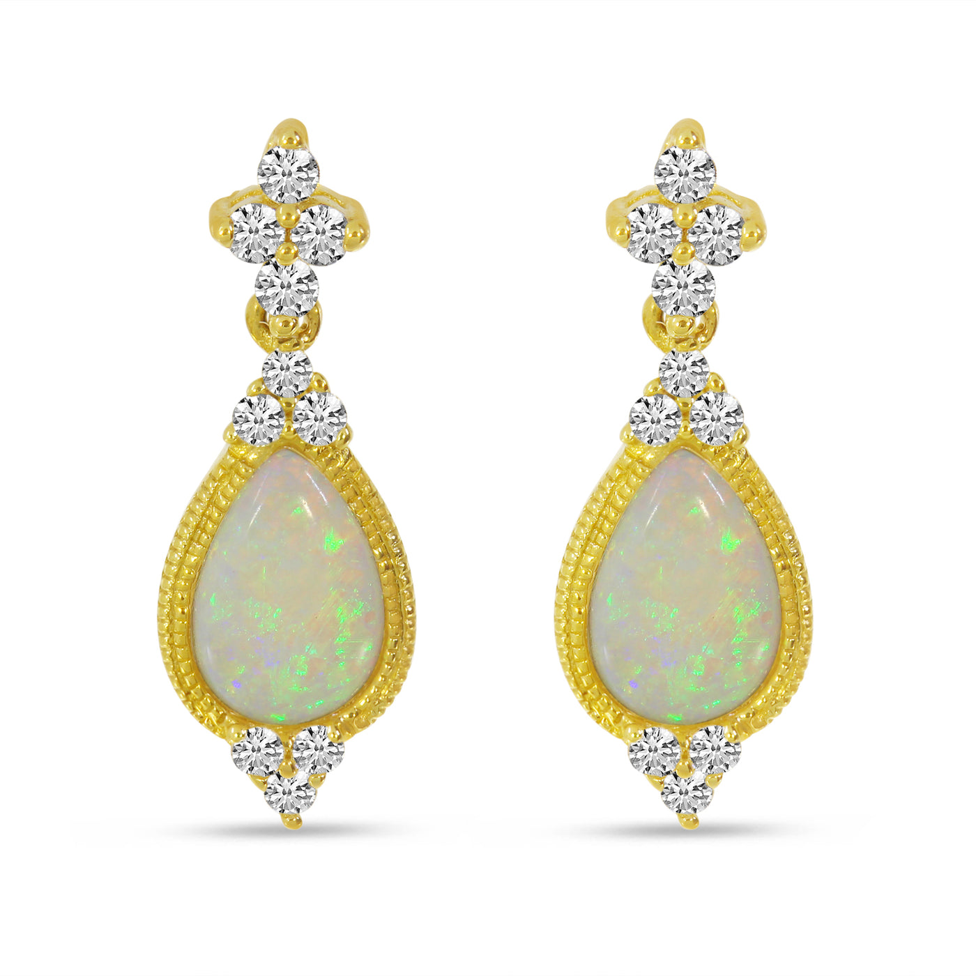 14KY DAINTY OPAL SEMI PEAR EARRINGS