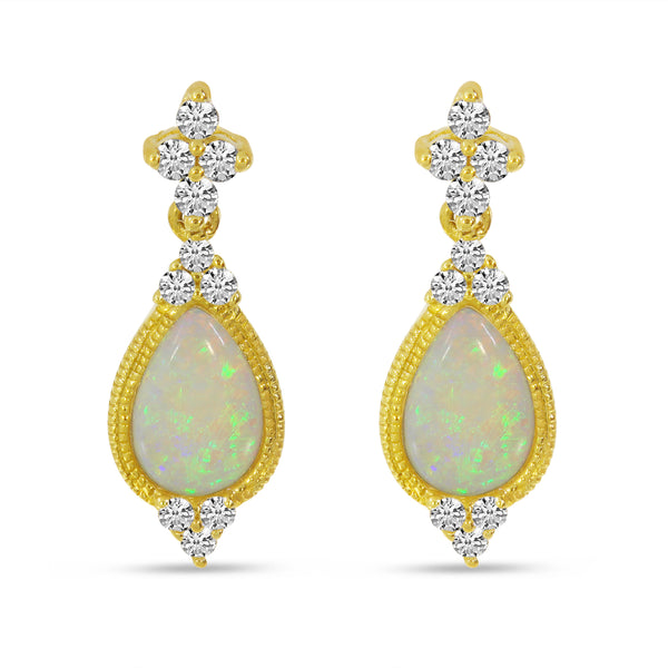 14KY DAINTY OPAL SEMI PEAR EARRINGS