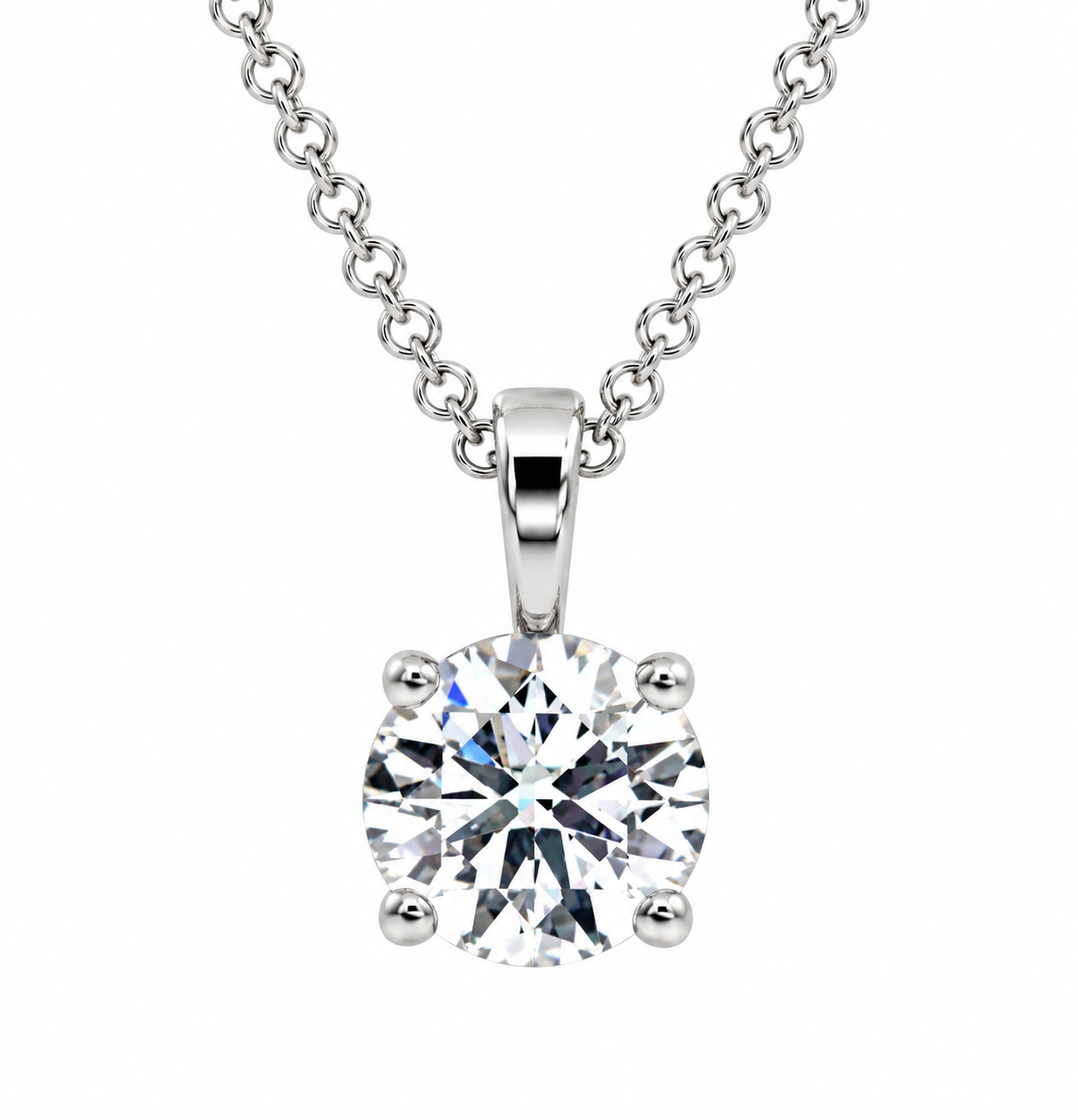 14K WHITE GOLD 2.0CT LAB SOLITAIRE PENDANT