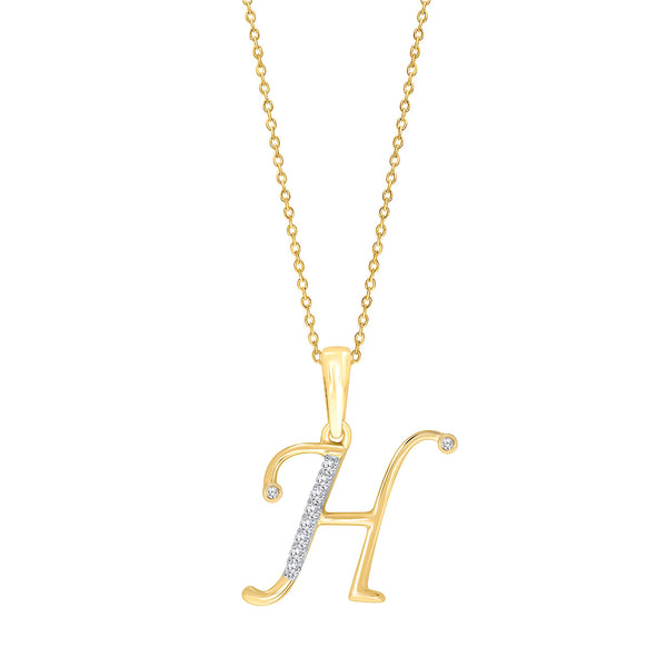 10K YELLOW GOLD "H" INITIAL DIAMOND NECKLACE WITH 18" CHAIN
