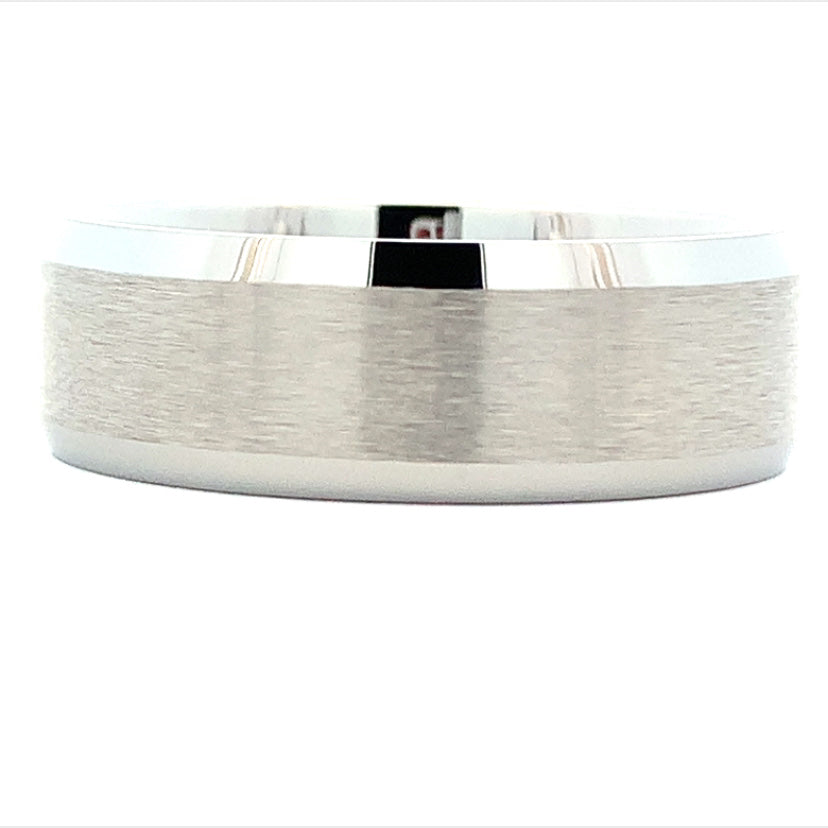 8MM Tungsten Beveled Edge Men's Band.