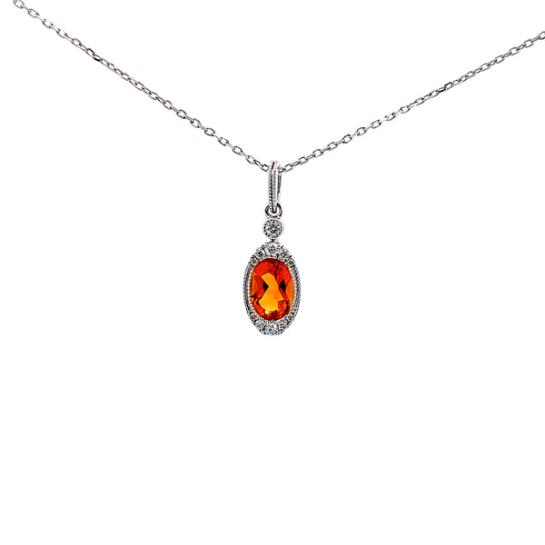 14KW CITRINE COLOR STONE PENDANT WITH DIAMONDS
