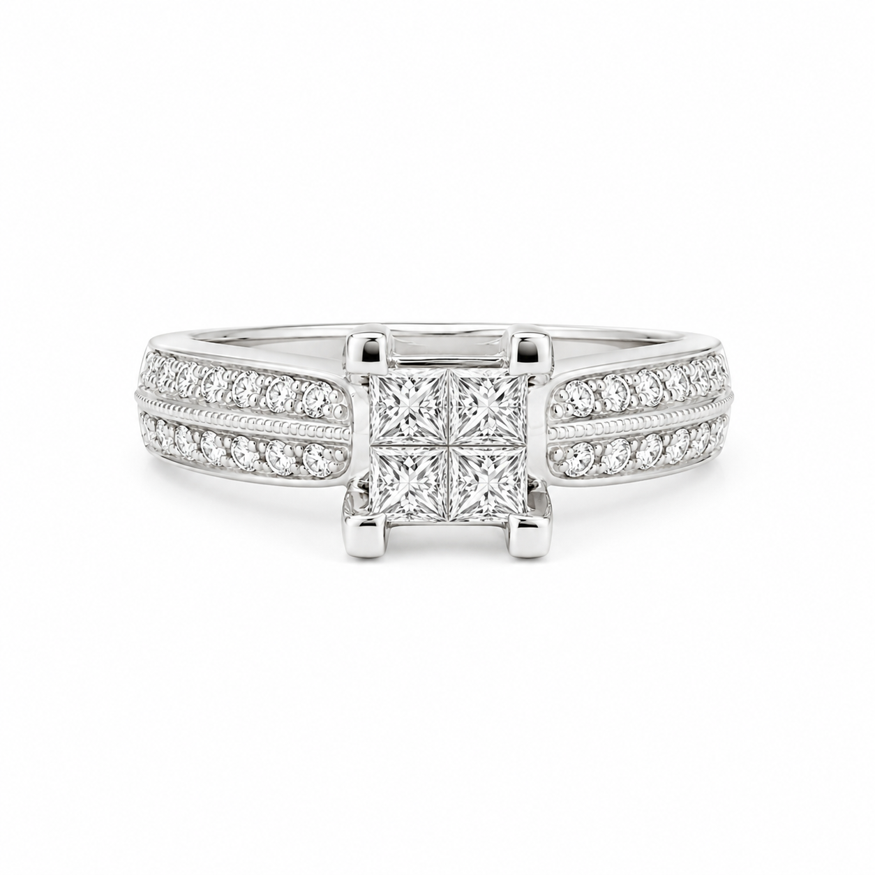 QUAD RING IN 14K WHITE GOLD